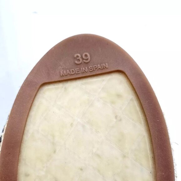 Chanel CC Logo Lambskin Espadrille Flats Cap Toe Black Beige Women's EU 39 US 8 - Picture 11 of 11